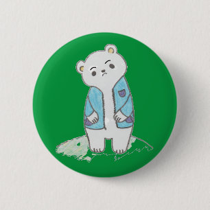 Morton the salty bear Button/ Button