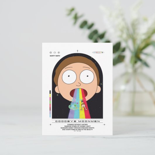 Morty Goodbye Moonmen Zitat Graphic Postkarte (Stehend Vorderseite)
