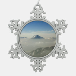 Morzine France Holiday Card Poster Foto Block Schneeflocken Zinn-Ornament