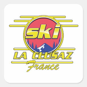 Morzine France Ski 80er Logo Quadratischer Aufkleber