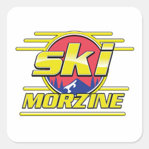 Morzine France Ski 80er Logo Quadratischer Aufkleber