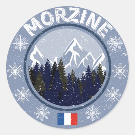 Morzine Skistation Runder Aufkleber (Vorderseite)