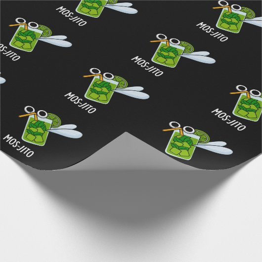 Mos-jito Funny Mojito Drink Pun Dark BG Geschenkpapier (Ecke)