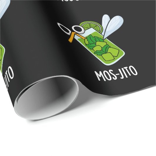 Mos-jito Funny Mojito Drink Pun Dark BG Geschenkpapier (Rolleneckpunkt)