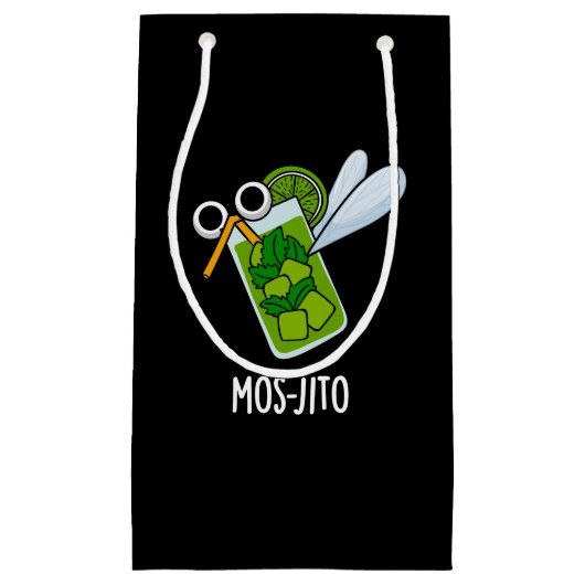 Mos-jito Funny Mojito Drink Pun Dark BG Kleine Geschenktüte (Vorderseite)
