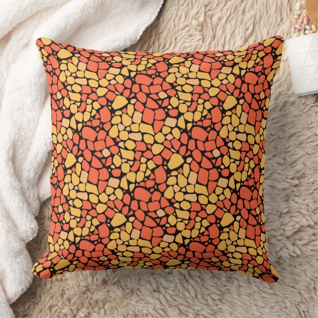 Mosaic abstract pattern tile yellow orange black kissen (Decke)