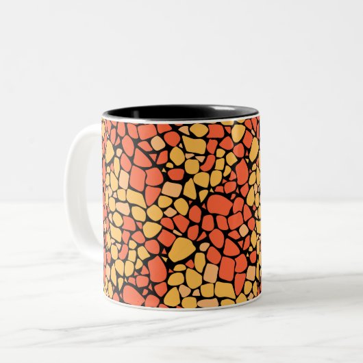 Mosaic abstract pattern tile yellow orange black zweifarbige tasse (Vorderseite Links)