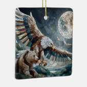 Mosaic Ai Art | Brauner Bär und Adler Vollmond Keramikornament (Rechts)