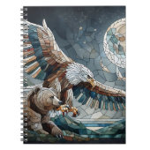 Mosaic Ai Art | Brauner Bär und Adler Vollmond Notizblock (Vorderseite)