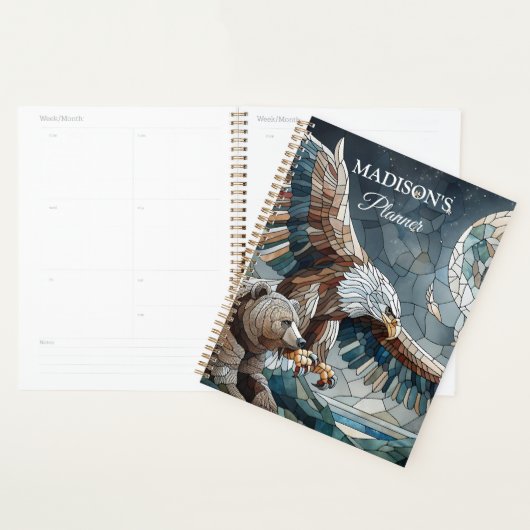 Mosaic Ai Art | Brauner Bär und Adler Vollmond Planer (Anzeige)