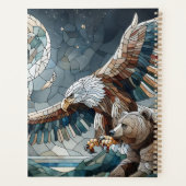 Mosaic Ai Art | Brauner Bär und Adler Vollmond Planer (Rückseite)