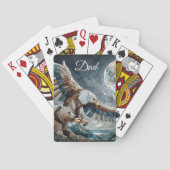Mosaic Ai Art | Brauner Bär und Adler Vollmond Spielkarten (Rückseite)