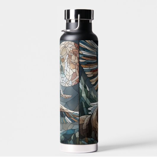 Mosaic Ai Art | Brauner Bär und Adler Vollmond Trinkflasche (Rechts)