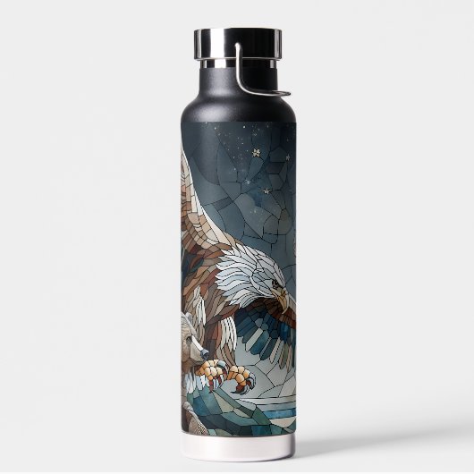 Mosaic Ai Art | Brauner Bär und Adler Vollmond Trinkflasche (Links)