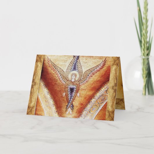 MOSAIC ANGEL , braunes Pergament Feiertagskarte (Vorderseite)