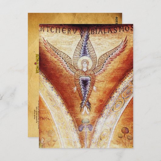 MOSAIC ANGEL , braunes Pergament Postkarte (Vorne/Hinten)