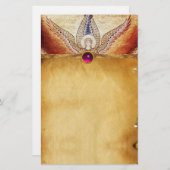 MOSAIC ANGEL Brown Parchment Pink Fuchsia Amethyst Briefpapier (Vorne/Hinten)