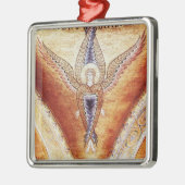 MOSAIC ANGEL Brown Parchment ,Red Ruby Silbernes Ornament (Links)