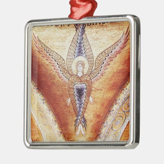 MOSAIC ANGEL Brown Parchment ,Red Ruby Silbernes Ornament (Links)
