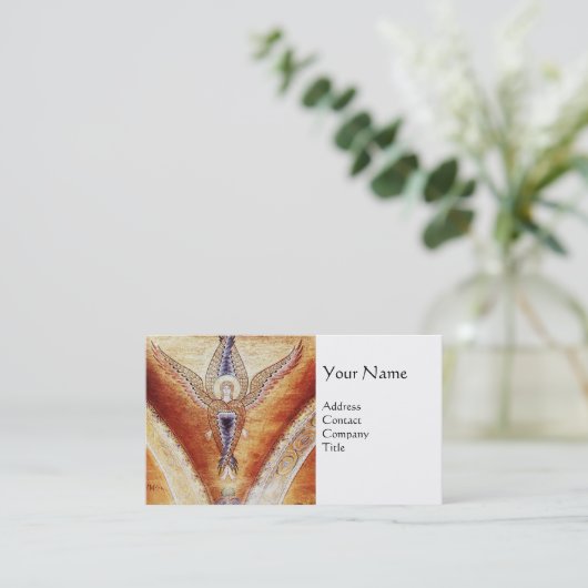 MOSAIC ANGEL MONOGRAM Brown White Visitenkarte (Stehend Vorderseite)