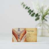 MOSAIC ANGEL MONOGRAM Parchment Visitenkarte (Stehend Vorderseite)