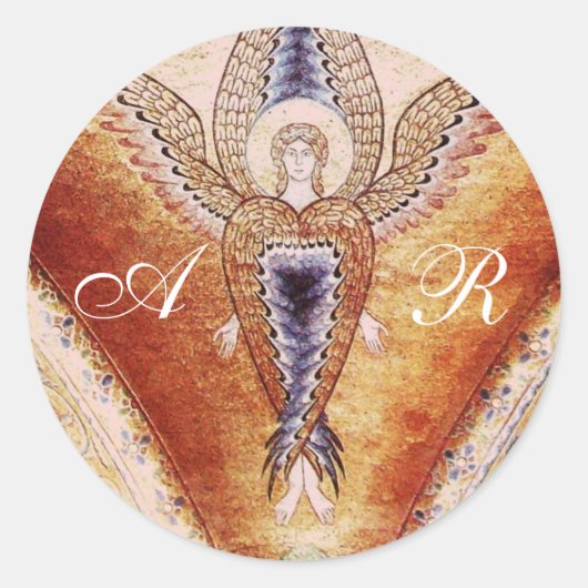 MOSAIC ANGEL Monogram Runder Aufkleber (Vorderseite)