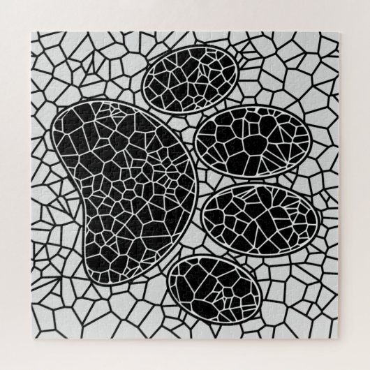 Mosaic Art Dog Paw Print In Black And White Puzzle (Horizontal)