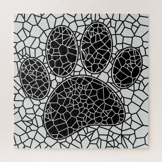 Mosaic Art Dog Paw Print In Black And White  Puzzle (Vertikal)