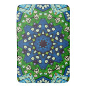 Mosaic Blue Green Hippie Boho Mandala Badematte (Vorderseite Vertikal)