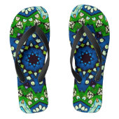 Mosaic Blue Green Hippie Boho Mandala Badesandalen (Fußbett)