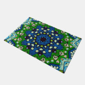 Mosaic Blue Green Hippie Boho Mandala Fußmatte (Schrägansicht)