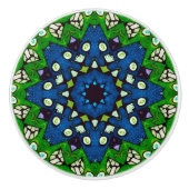 Mosaic Blue Green Hippie Boho Mandala Keramikknauf (Vorderseite)