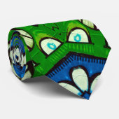 Mosaic Blue Green Hippie Boho Mandala Krawatte (Gerollt)