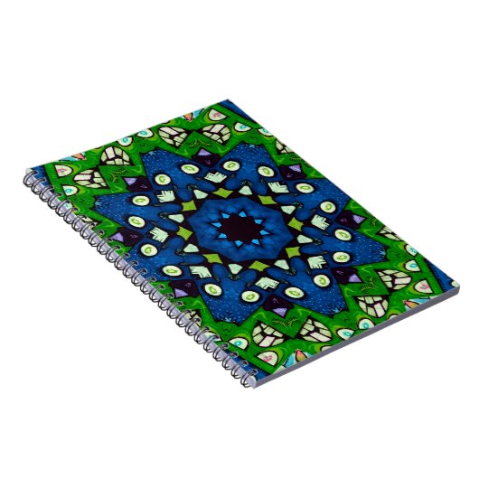 Mosaic Blue Green Hippie Boho Mandala Notizblock (Rechte Seite)