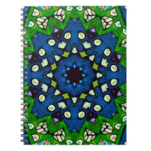 Mosaic Blue Green Hippie Boho Mandala