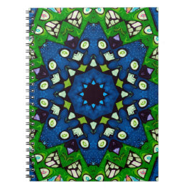 Mosaic Blue Green Hippie Boho Mandala Notizblock
