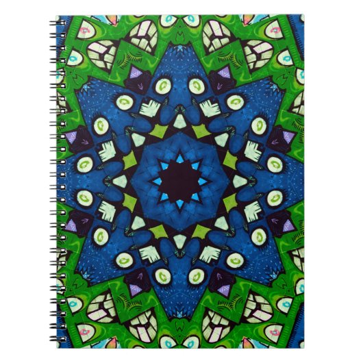 Mosaic Blue Green Hippie Boho Mandala Notizblock (Vorderseite)