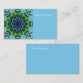 Mosaic Blue Green Hippie Boho Mandala Visitenkarte (Vorne/Hinten)