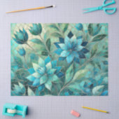 Mosaic Blue Teal Floral Pattern Decoupage Seidenpapier (Basteln)