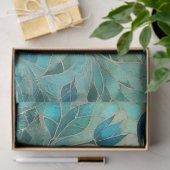 Mosaic Blue Teal Floral Pattern Decoupage Seidenpapier (Geschenk)