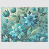 Mosaic Blue Teal Floral Pattern Decoupage Seidenpapier (Vorderseite)