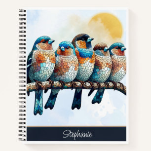 Mosaic Bluebirds Design 8,5 x 11" Spiralnotebook Notizblock