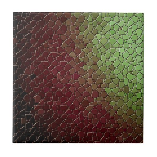 Mosaic Burgandy Green Tile Fliese (Vorderseite)