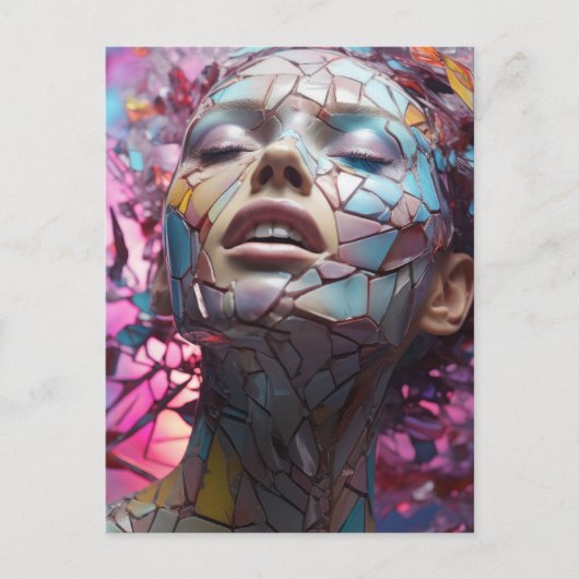 Mosaic Butterfly Woman Postkarte (Vorderseite)