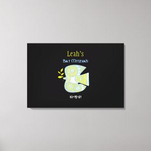 MOSAIC DOVE of PEACE Bat Mitzvah Sign-In Board Leinwanddruck