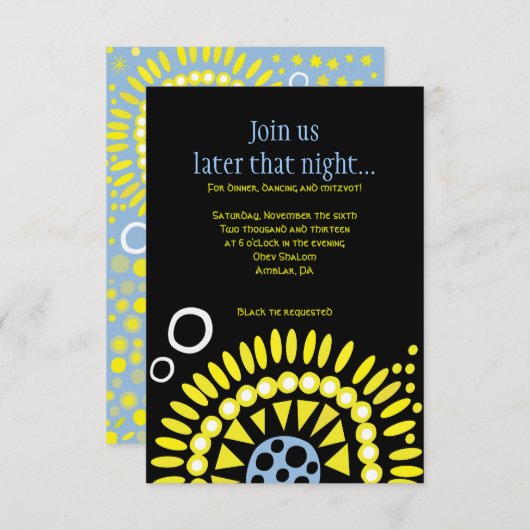 MOSAIC DOVE PEACE Bat Mitzvah Empfang Card Begleitkarte (Vorne/Hinten)