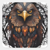 Mosaic Eagle Portrait Quadratischer Aufkleber (Vorderseite)