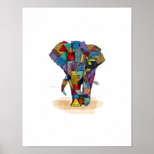 Mosaic Elephant Print Poster (Vorne)