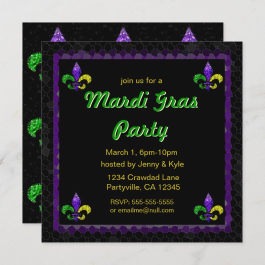 Mosaic Fleur-de-lis Einladungen (Vorne/Hinten)