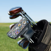 Mosaic Floral Tiles Golf Headcover (In Situ)